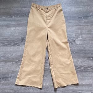 Vtg 70s Tan High Rise Western Flared Bareback BellBottoms Cropped DITTO 27-28"w